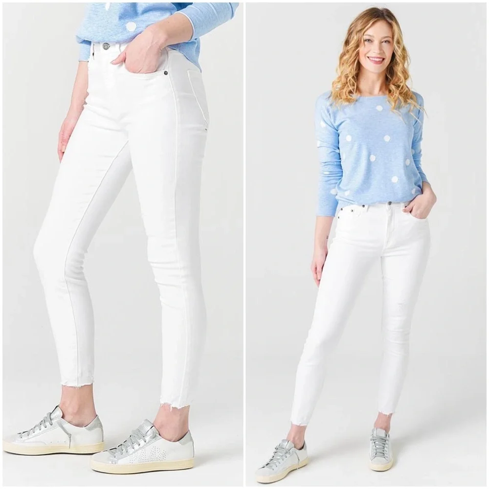 NWT PISTOLA High Rise Stretch Denim Ankle Cropped Raw Fray Hem‎ Skinny Jeans 26